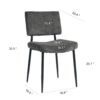 Modern Dining Chair (Set of 2) Fabric Upholstered With Black Metal Legs, Home And Bedroom Use - Gray - Image 3