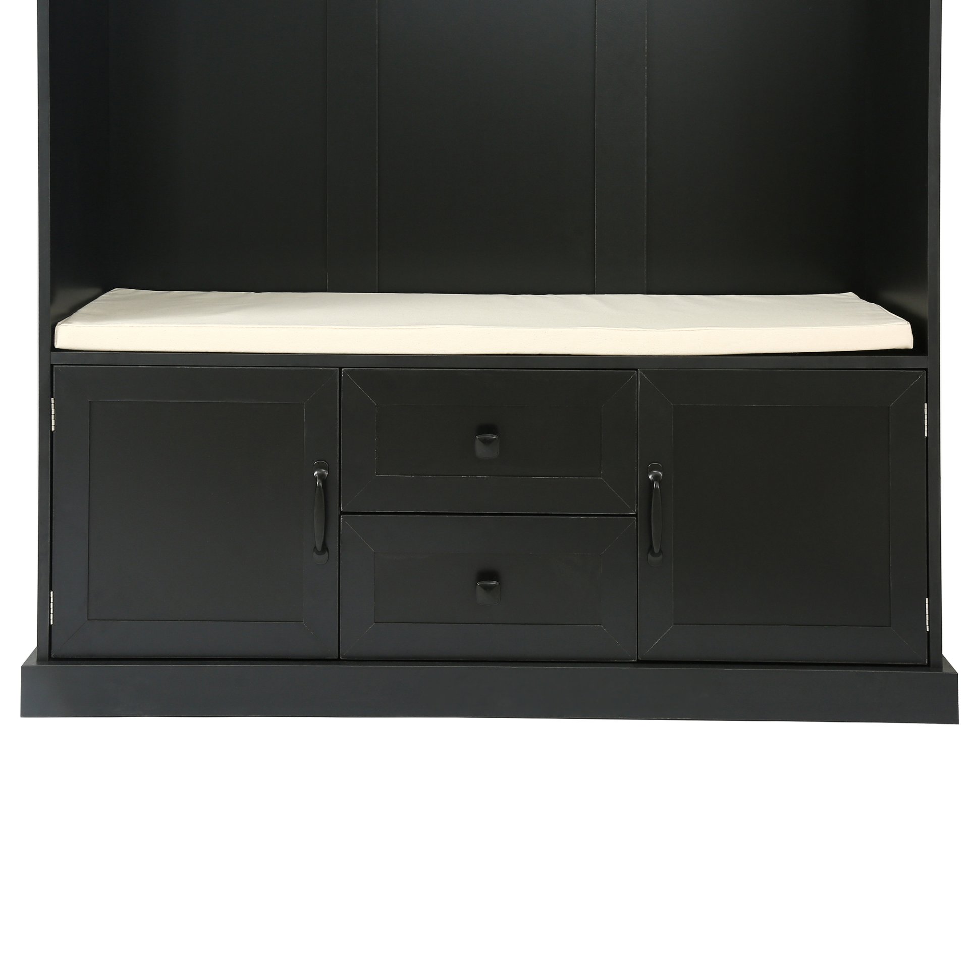 Hall Tree With 3 Hooks, Coat Hanger, Entryway Bench, Storage Bench, 3 In 1 Design, For Entrance, Hallway - Black - Image 11