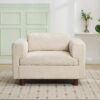 Modern Oversized Armchair Comfy Accent Chair Single Sofa For Living Room Bedroom Office Apartment, Woven Velvet Fabric - Beige - Image 4