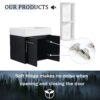 Modern Wall Mounted Bathroom Vanity With Resin Sink And Storage Rack Plywood - Black Chestnut - Image 7