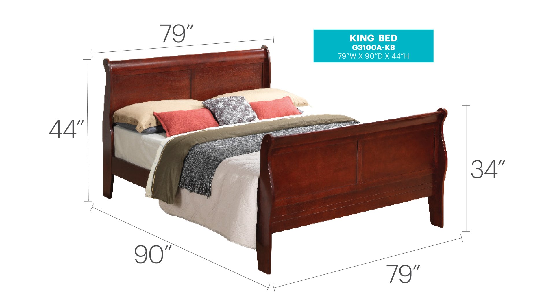 King Bed Charming Traditional - Cherry - Image 2