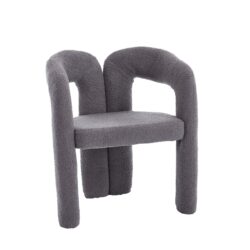 Contemporary Designed Teddy Velvet Upholstered Accent / Dining Chair With Armrest Teddy Fabric, (Set of 2) - Gray