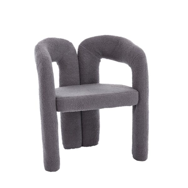 Contemporary Designed Teddy Velvet Upholstered Accent / Dining Chair With Armrest Teddy Fabric, (Set of 2) - Gray