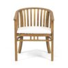 Outdoor Wooden Dining Chairs With Cushions, (Set of 2) - Cream / Teak - Image 5