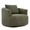 360° Swivel Chair, Chenille Upholstered Barrel Sofa Chair With Throw Pillow, For Living Room, Office - Green - Image 12