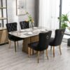 Nikki - Modern, High-End Tufted Solid Wood Contemporary Velvet Upholstered Dining Chair With Golden Stainless Steel Plating Legs, Nailhead Trim (Set of 2) - Black - Image 11