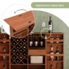 Home Bar Cabinet, Industrial Rattan Door Fold Out Bar Cabinet With Storage Bar Table - Walnut - Image 5