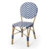 Outdoor Rattan And Aluminum French Armless Bistro Chairs Set - Navy Blue - Image 7