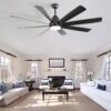 Large Ceiling Fans With Lights And Remote Control 6 Wind Speed DC Motor For Living Room - Black - Image 5