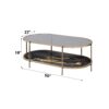 Fiorella - Marble Print Glass Coffee Table - Black - Image 5