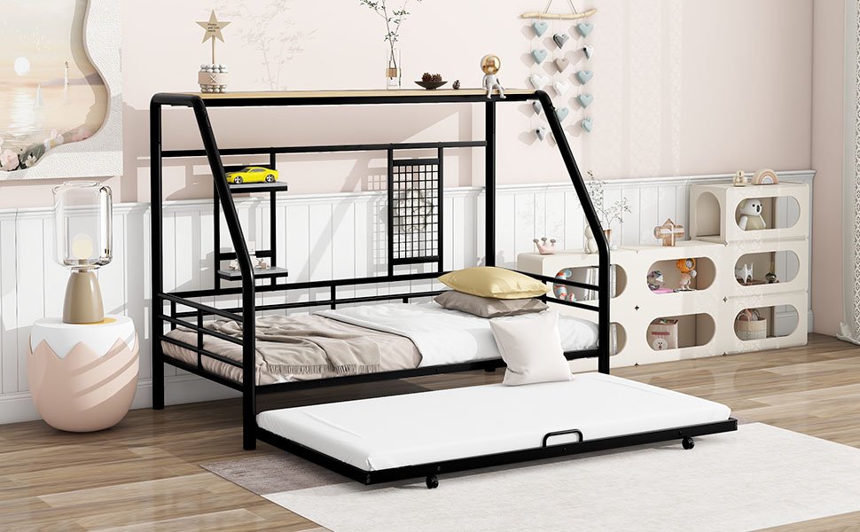 Twin Size Playhouse Design Bed With Trundle - Black - Image 22