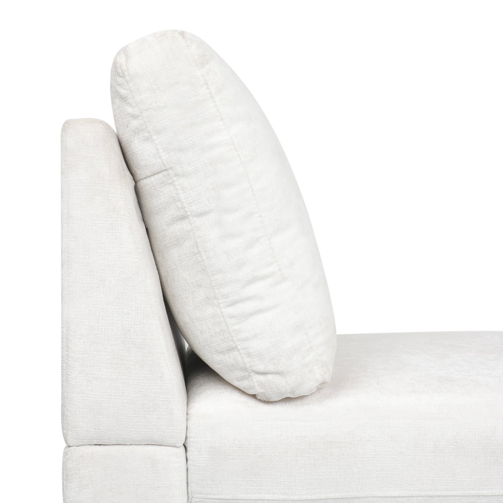 Fabric Upholstered Chaise Lounge With Iron Bracket Legs - Ivory - Image 11