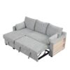 Pull Out Sleeper Sofa L-Shaped Couch Convertible Sofa Bed With Storage Chaise, Storage Racks And USB Ports - Light Gray - Image 21
