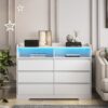 6 Drawer Dresser For Bedroom With LED Lights, Sturdy Frame - White - Image 7