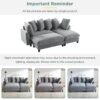 Modern L Shaped Sectional Sofa With Storage, Movable Ottoman, And Throw Pillows - Gray - Image 9