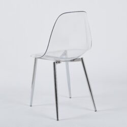 Dining Chair, Metal Leg, Plastic Seat (Set of 4) - Chrome / Transparent