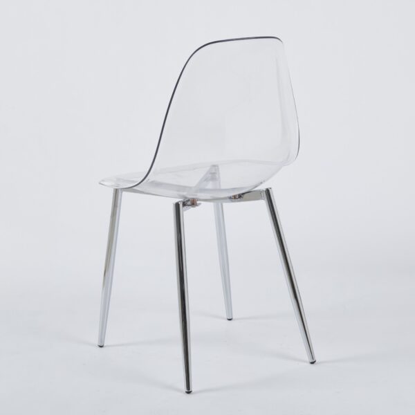 Dining Chair, Metal Leg, Plastic Seat (Set of 4) - Chrome / Transparent