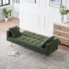Elegant Teddy Fleece Sofa Bed With 2 Charming Throw Pillows Metal Legs - Green - Image 4
