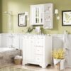 Bathroom Vanity With Sink, Modern Elegant Bathroom Storage Cabinet With 3 Drawers And Adjustable Shelves, Freestanding Vanity Set With Mirror Cabinet, Single Sink Bathroom Vanity - White - Image 2