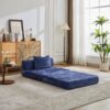 Convertible Floor Sofa Bed With Fixed Shape Frame For Living Room - Dark Blue - Image 13
