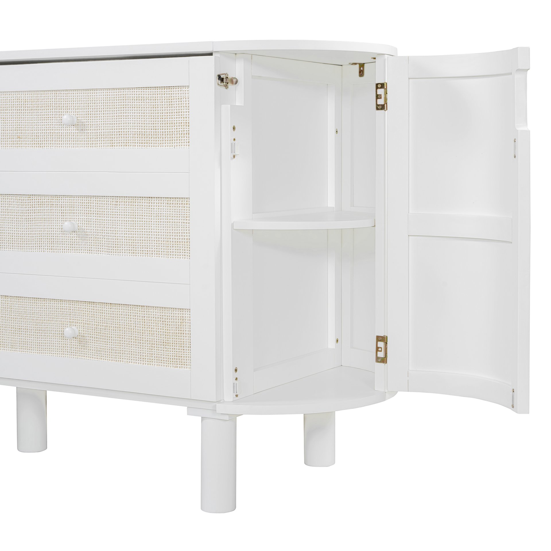 Queen Murphy Bed With Hidden Storage & Modern Woven Design - White - Image 11