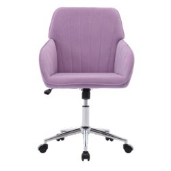 Ergonomic Swivel Office Chair, Comfortable Backrest Seat, Velvet, Adjustable For Home And Bedroom - Lilac