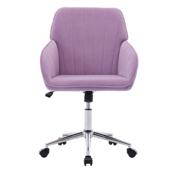 Ergonomic Swivel Office Chair, Comfortable Backrest Seat, Velvet, Adjustable For Home And Bedroom - Lilac