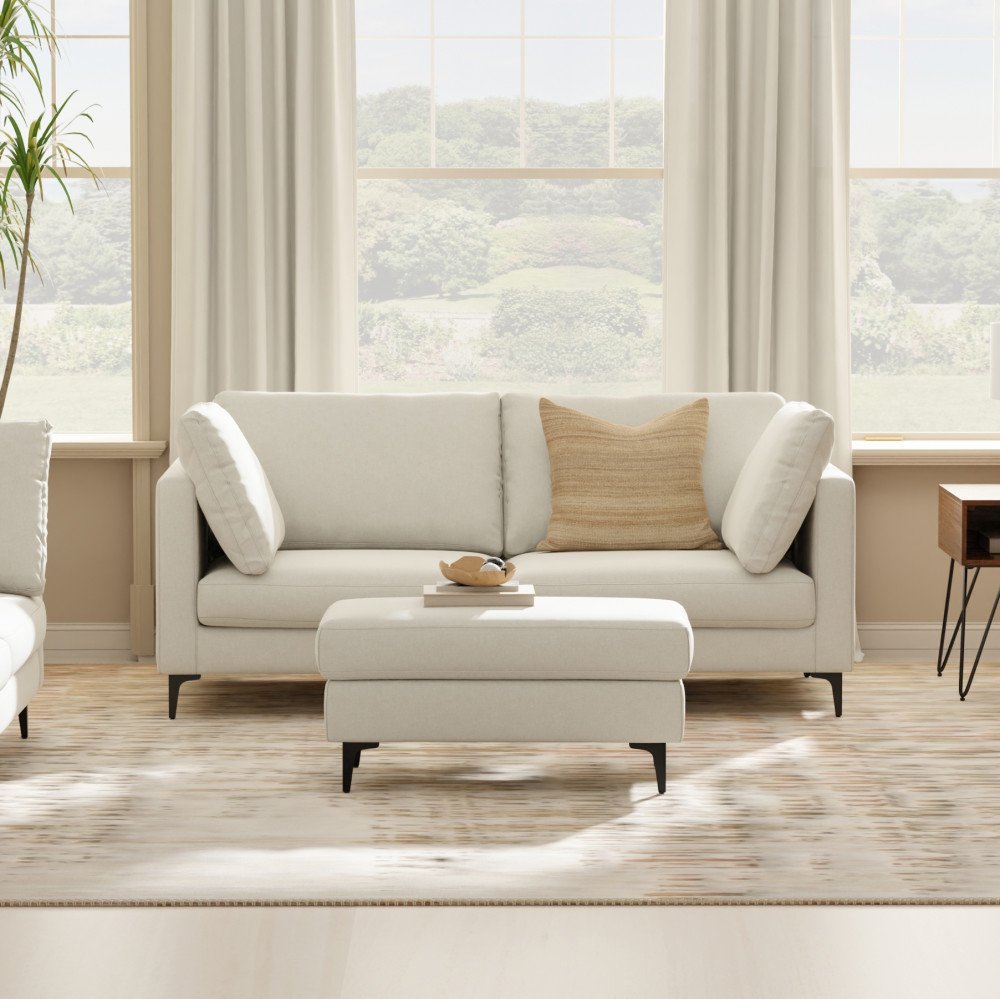 Ava - Mid Century Sofa, Upholstered - Cream - Image 9