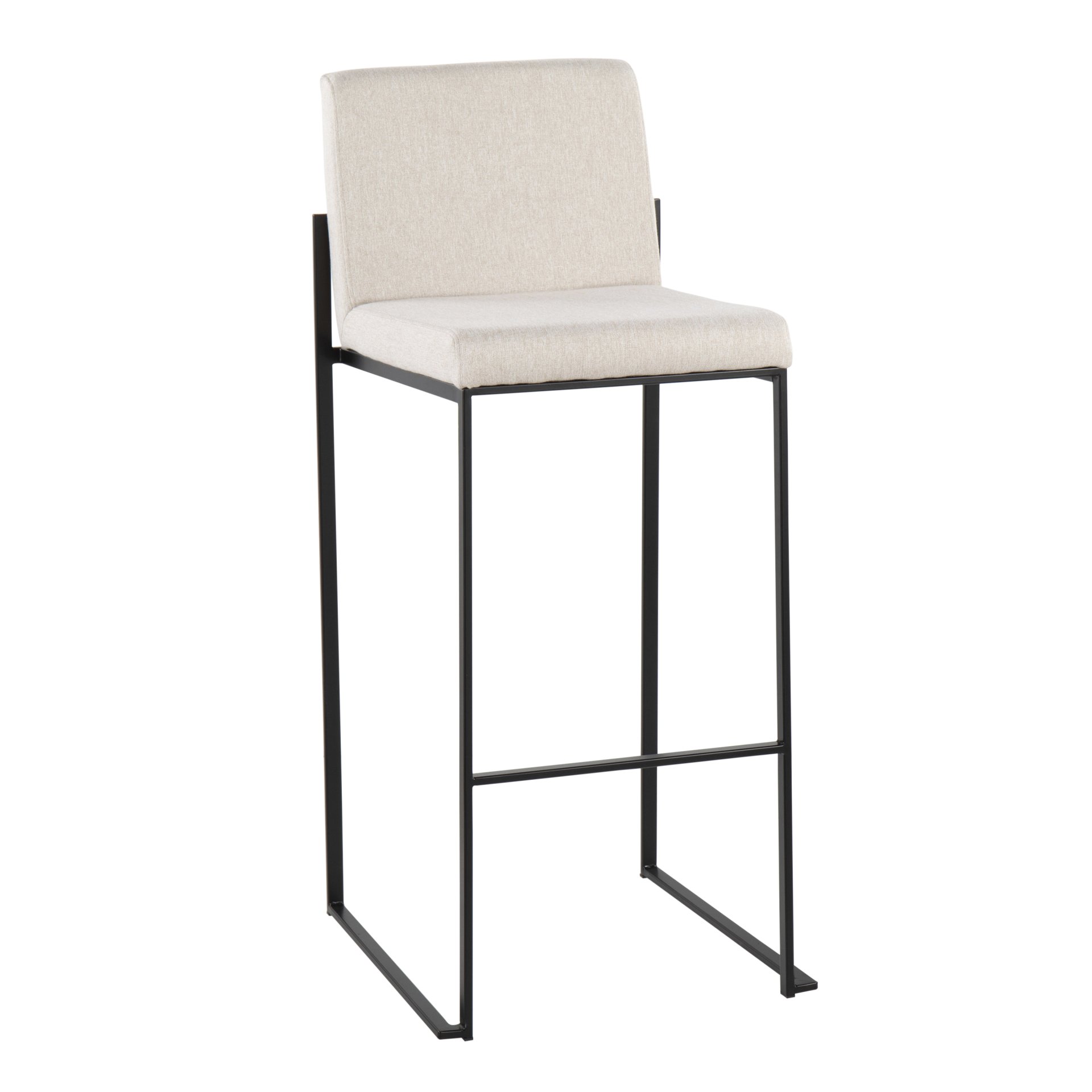 Fuji - Contemporary High Back Barstool (Set of 2) - Black / Beige - Image 2