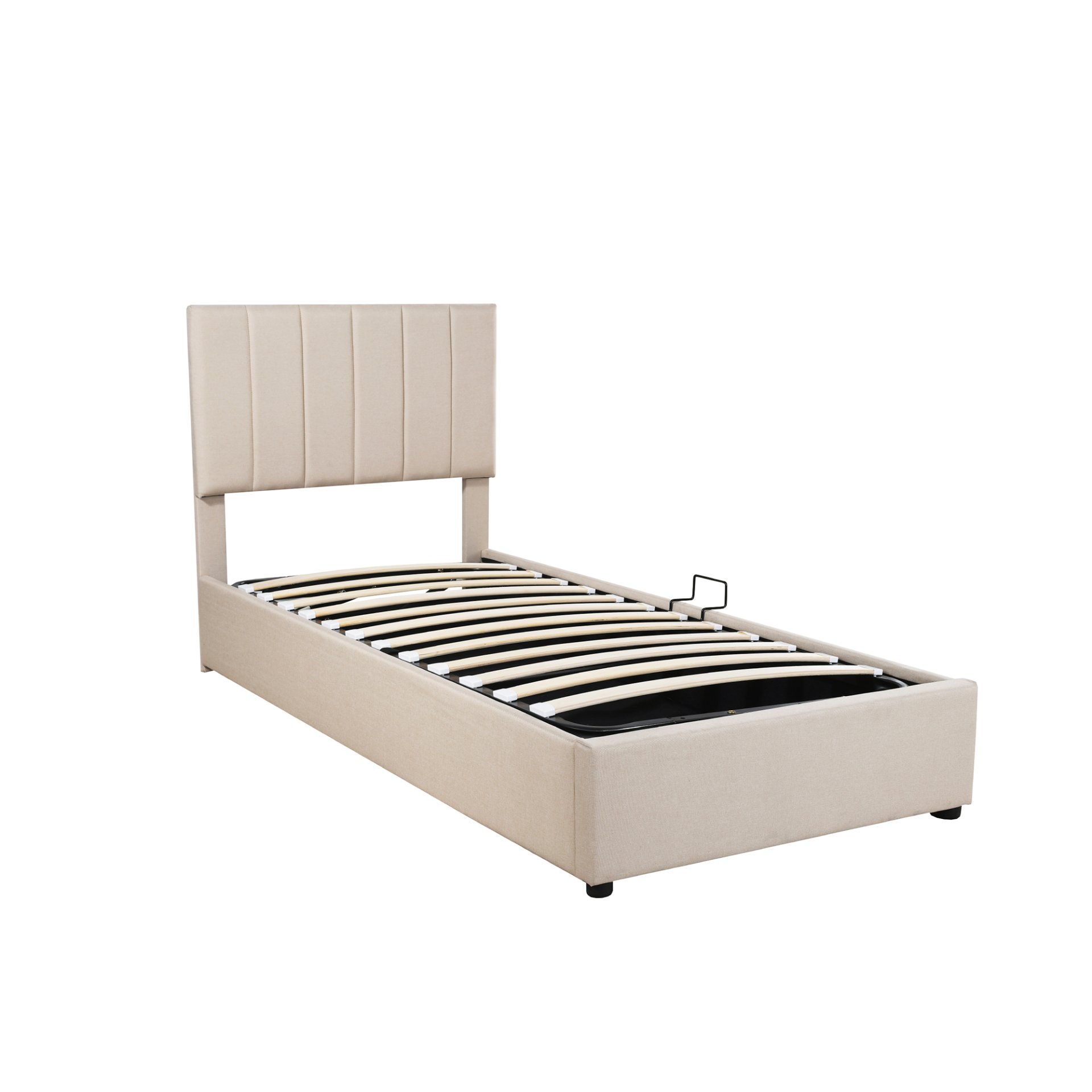 Twin Size Upholstered Platform Bed With A Hydraulic Storage System - Beige - Image 10