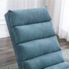 Ergonomic Linen Massage Chaise Lounge With Remote Control, 5 Modes - Blue - Image 10
