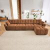 Modular 4 Seater Sofa With Ottoman, Configurable Frame In Premium, High Resilience Cushions - Burnt Orange - Image 14