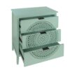 3 Drawer Storage Cabinet With Hollow Carved Design And Metal Handles, Chest For Entryway, Living Room Or Bedroom - Light Green - Image 14