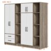 6 Door Wardrobe With Shelves And Drawers - Natural - Image 18