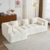 Sectional Sofa Full Compressed Sofa Modular Sofa Couch Free Combined Sofa With Deep Seating And 2 Side Pockets For Living Room - Beige - Image 14