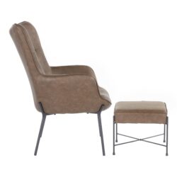 Izzy - Industrial Lounge Chair / Ottoman Set - Black / Espresso