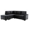 Sleeper Sectional Sofa, L-Shape Corner Couch Sofa Bed With Storage Ottoman & Hidden Arm Storage & USB Charge For Living Room Apartment - Black - Image 9