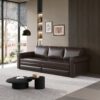 Pull Out Sofa Bed, 3 In 1 Faux Leather Convertible Sleeper Sofa With Nailhead Trim & Rolled Arm Multifunctional Sofa Bed For Living Room - Dark Brown - Image 2