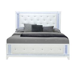 Adalid - King Bed With LED Lights And Tufted Design - White