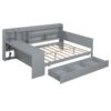 Full Size Daybed With 3 Drawers USB Ports And Desk - Gray - Image 6