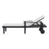Jason - Chaise Lounge Adjustable Acacia Wood Outdoor Furniture - Black White - Image 10