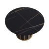 Modern Artificial Stone Round Metal Iron Base Dining Table, Can Accommodate 6 People (Not Including Chairs.) - Black - Image 5