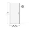 Pivot Shower Door, 1 / 4" Thick Tempered Glass, Semi Frameless Design - Chrome Finish - Image 3