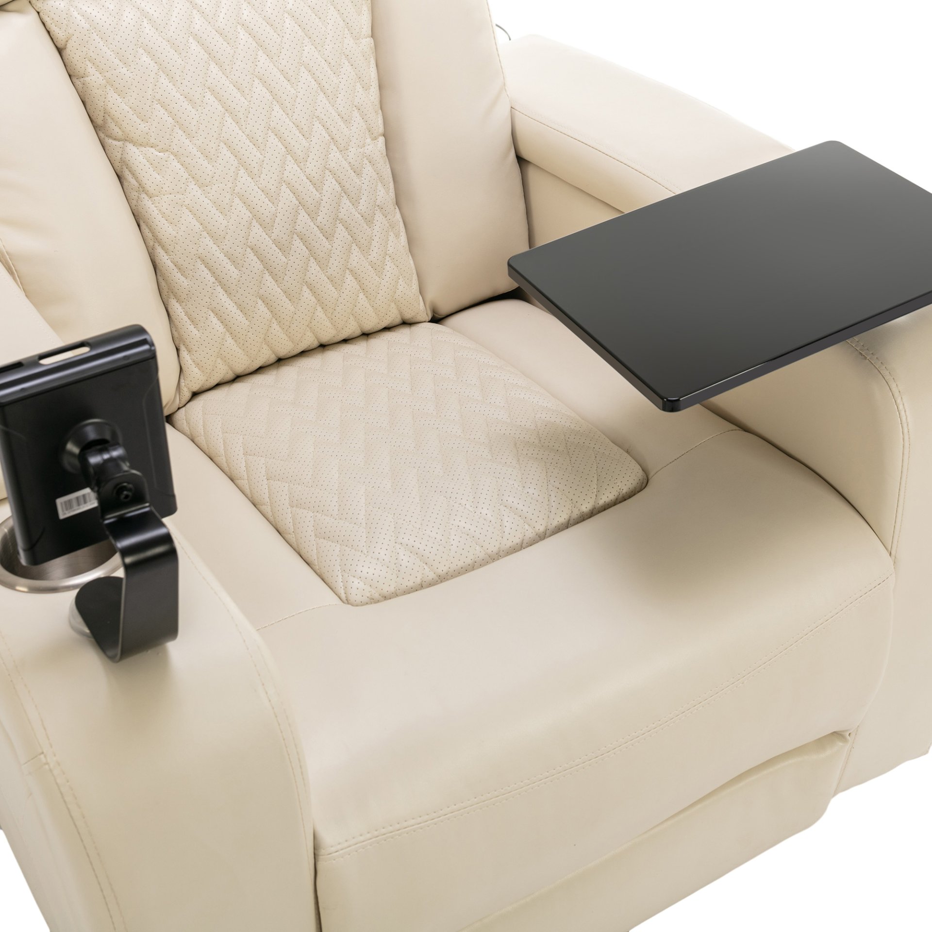 Home Theater Recliner With 270 Degree Swivel, Power Recliner With Tray Table, Phone Holder, Cup Holder, USB Port - White - Image 27