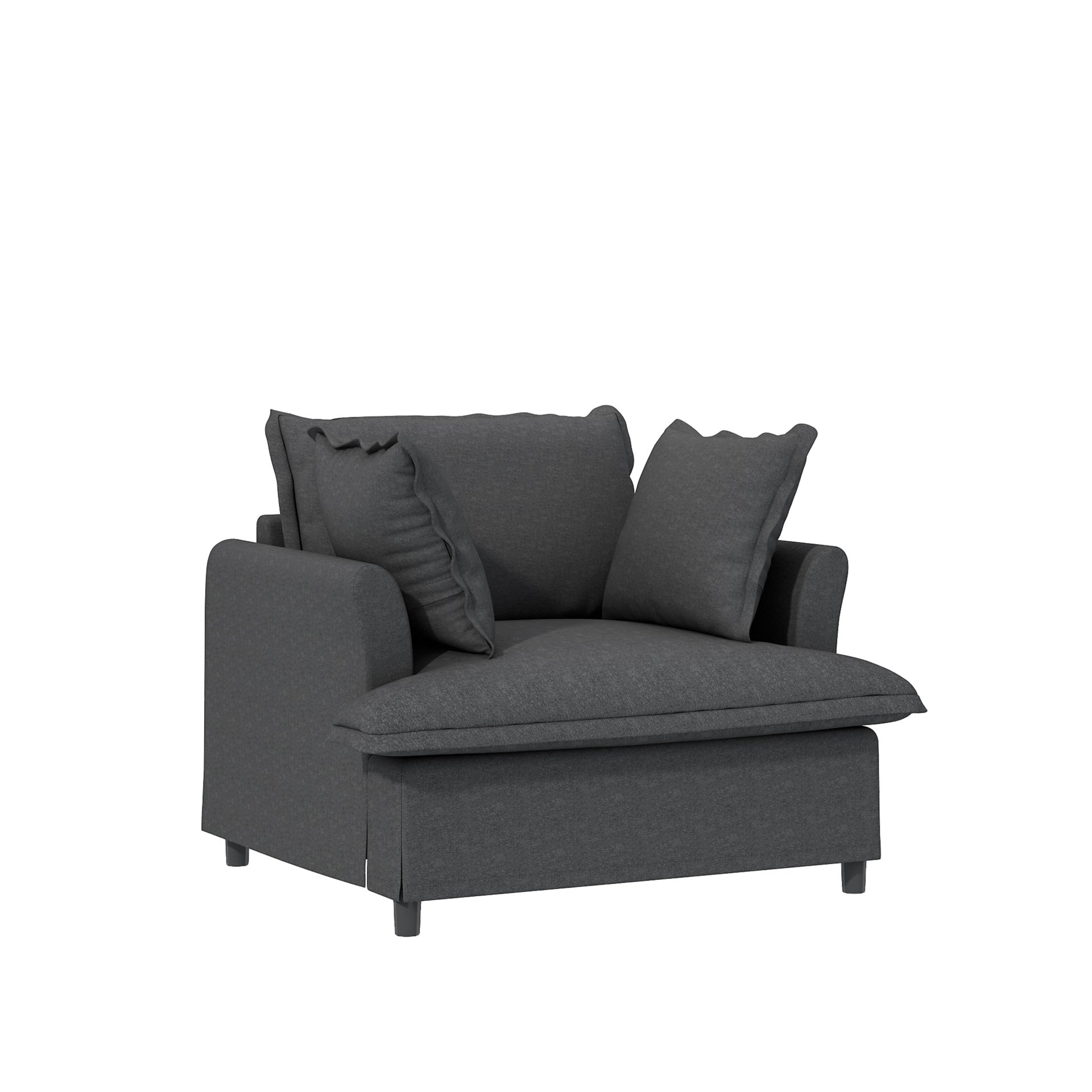 3 Piece Living Room Set Modular Sectional Couch Upholstered 3 Seater Sofa & 2 Armchairs 5 Seat - Gray - Image 8