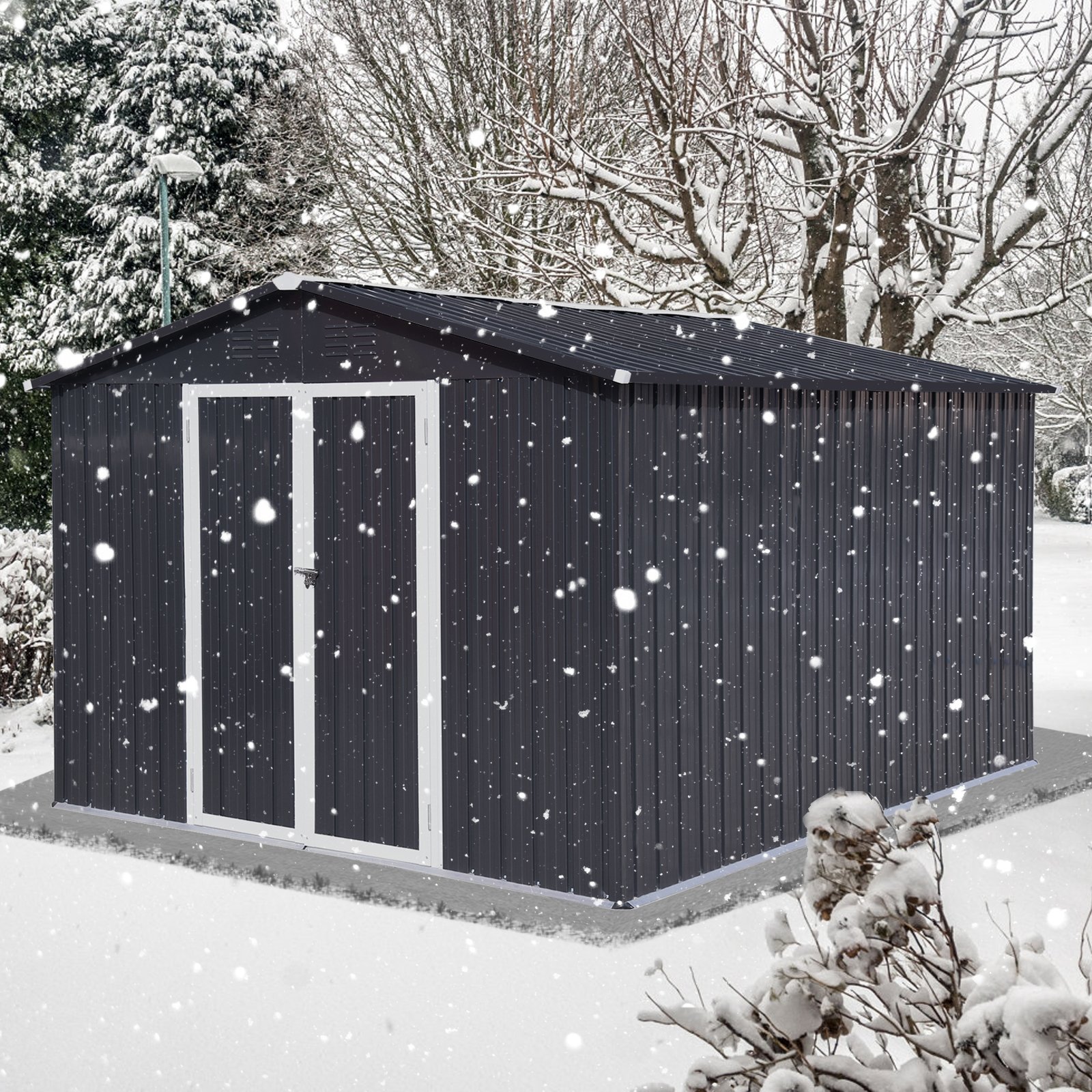 10'x12' Garden Sheds Outdoor Storage Sheds - Dark Gray - Image 4