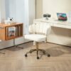 Modern Home Office Desk Chair With Wheels, Swivel, Height Adjustable - Beige - Image 2