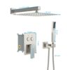 Dual Shower Head System With Square Rain Shower And Rough In Valve - Brushed Nickel - Image 3