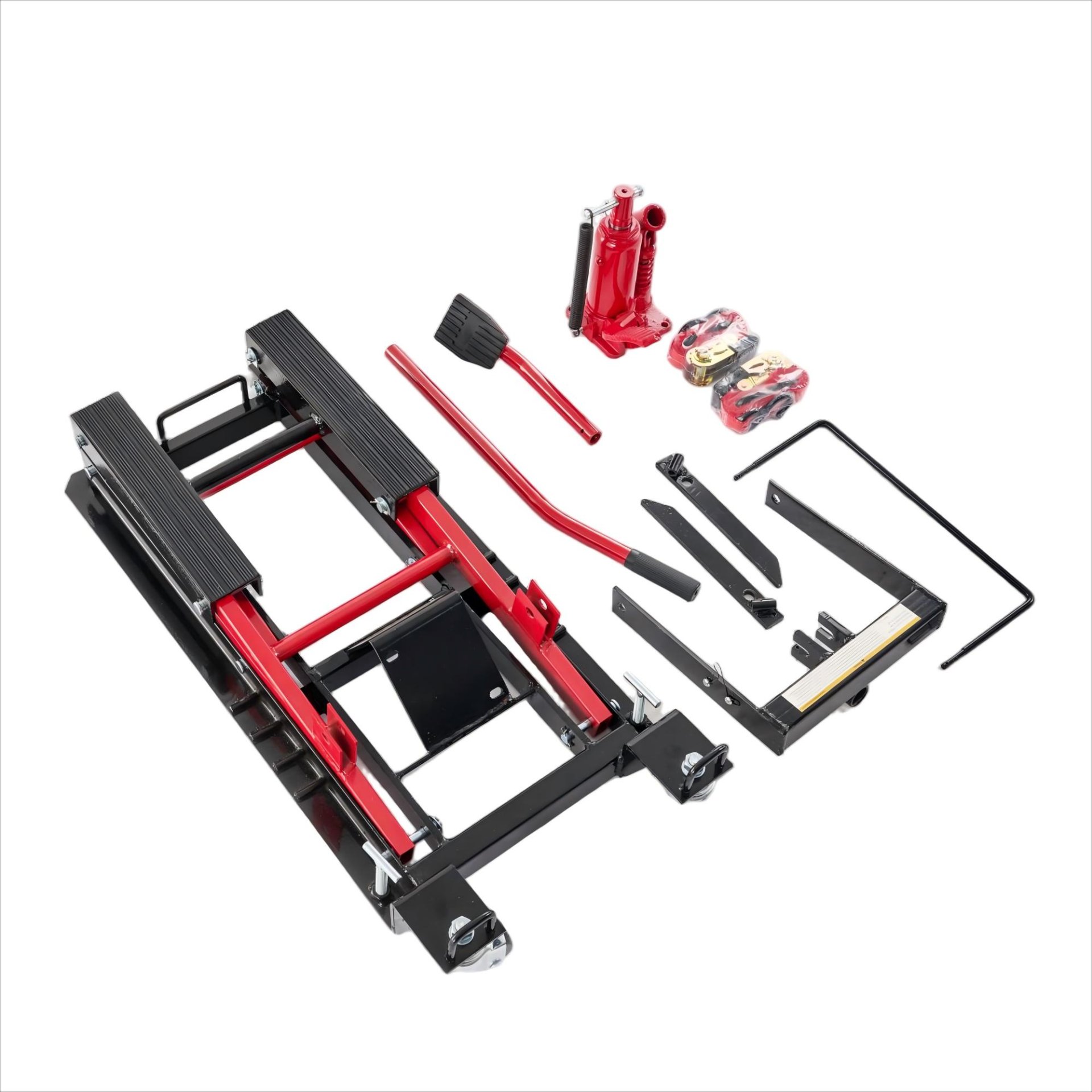 Heavy Duty 1500Lbs Hydraulic Motorcycle Lift Jack With Wheels And Handle - Red / Black - Image 13