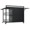 Outdoor Kitchen Island With Storage, Cooking Station, Grill Cart, Foldable Tabletop, And Bottle Opener - Dark Brown - Image 17